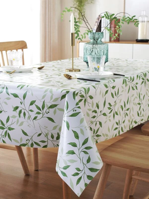 Plant Pattern Tablecloth, Modern PVC Table Cover For Dining Room Multicolor