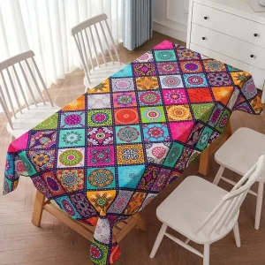 1pc Mandala Print Tablecloth Multicolor