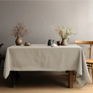 Thick Linen Tablecloth, With Oil-Proof & Stain-Proof Features. Solid Color, Minimalist Design, Suitable For Decoration Of Dining Table/Coffee Table. Beige