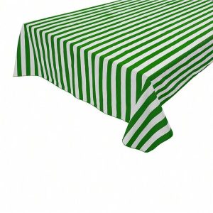 1" Stripes Print Tablecloths Green White