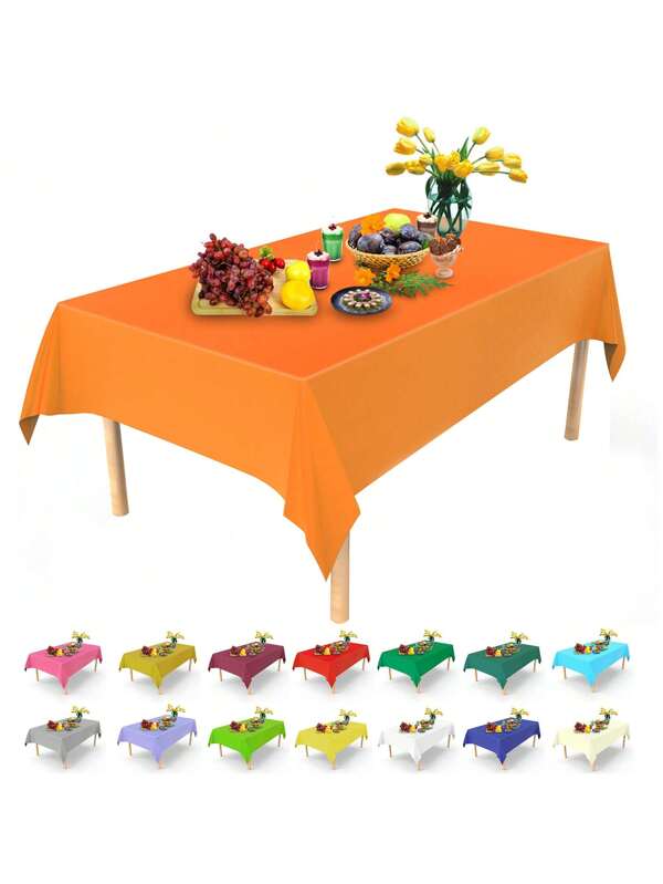 Thick Waterproof And Oil-Proof Disposable Solid Color Tablecloth, For Party, Picnic, Hotel, Restaurant, Festival, Large Plastic Tablecloth, Wedding Decoration, Room Decoration, Various Styles Available Multicolor