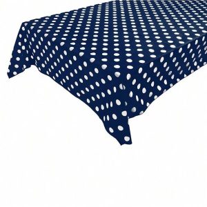 Polka Dots Print Tablecloths White on Navy