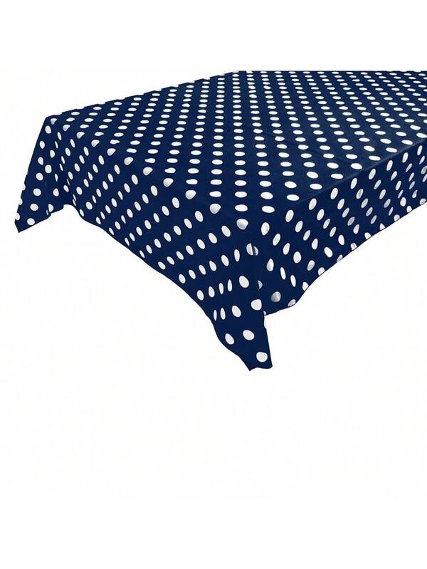 Polka Dots Print Tablecloths White on Navy