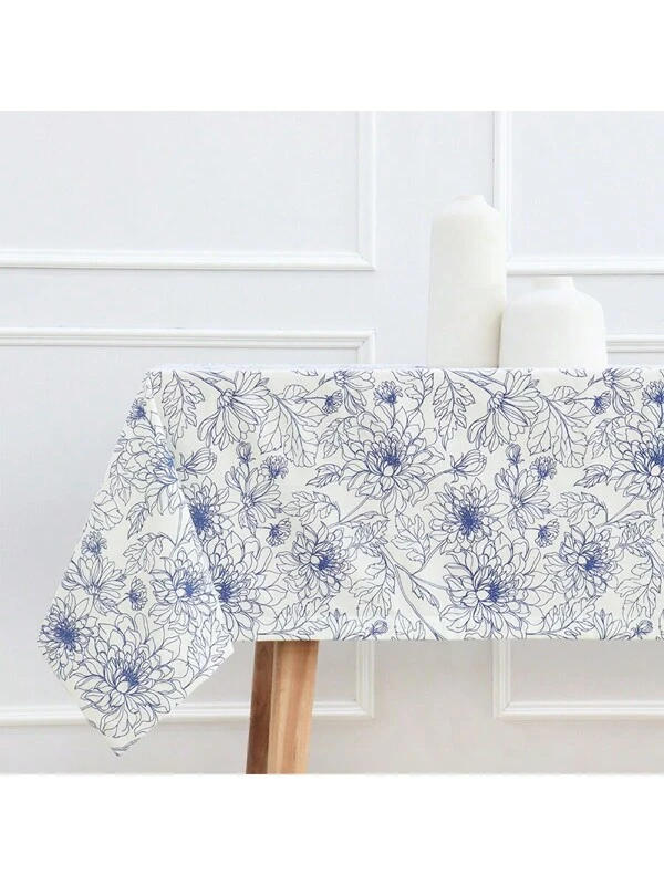 1 Pc Vintage Floral TableCloth Blue