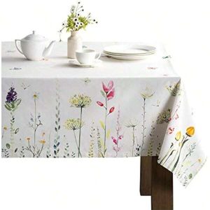 Tablecloth 100% Cotton 60"X90" Decorative Rectangle Tablecloths Washable Table Cover, Home, Restaurant, Buffet Party & Camping, Botanical Fresh - Spring/Summer 01 - Botanical Fresh