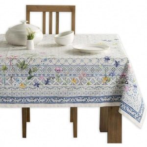 Table Cloths 100% Cotton 60 Inch X 90 Inch Decorative Washable Rectangle Tablecloth Table Cloth, Dining, Kitchen, Parties & Camping, Faience - Spring/Summer one-size