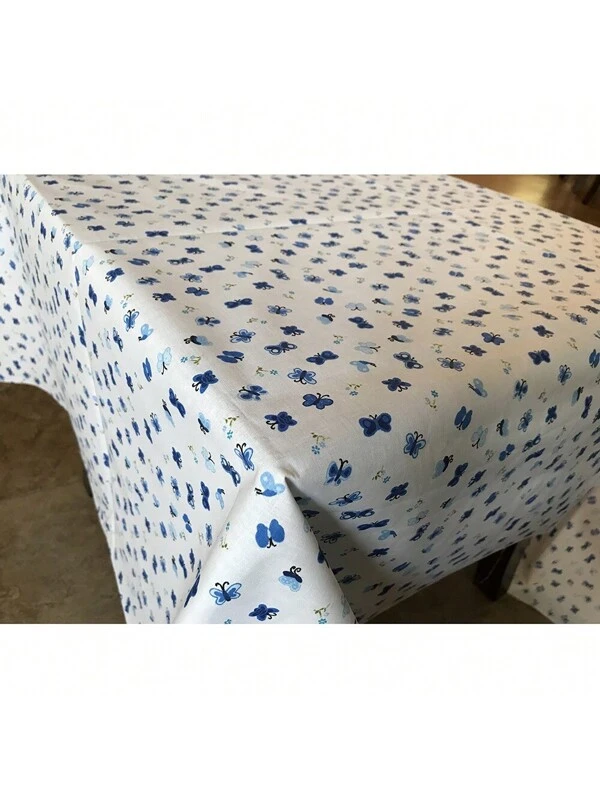 Butterflies Print Tablecloths Blue