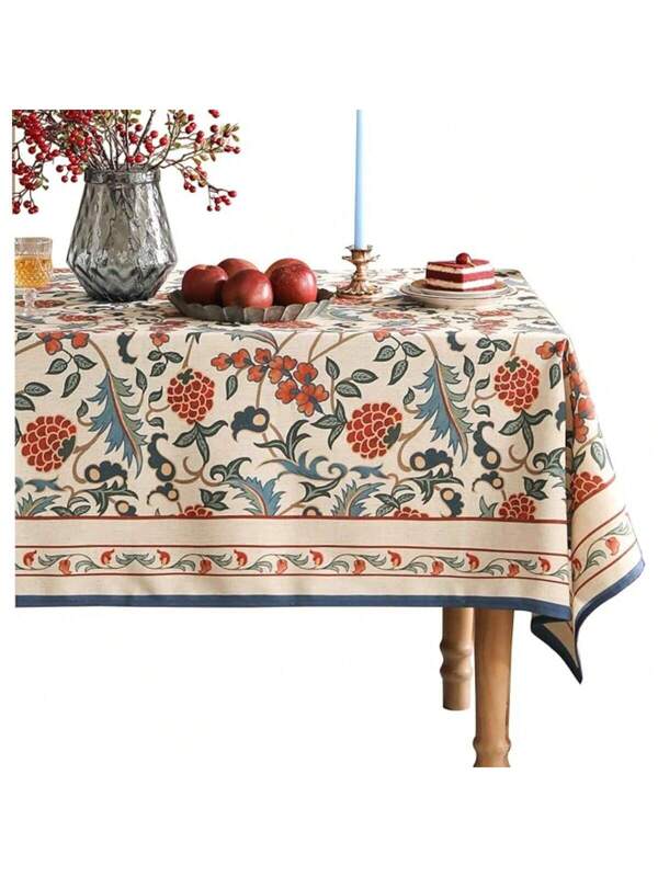 French Linen Pattern Tablecloth Soft Durable Floral Table Cloth Designer Kitchen Dining Tablecloth For Rectangular Tables For Parties Christmas 55"X 71" Linen