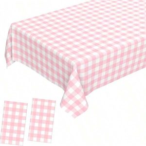 2 Packs Of Pink And White Checkered Tablecloths 54 X 108 Inches Disposable Party Picnic Tablecloths Splash Proof Plastic Checkered Tablecloths For Camping Decoration Party Gifts Multicolor