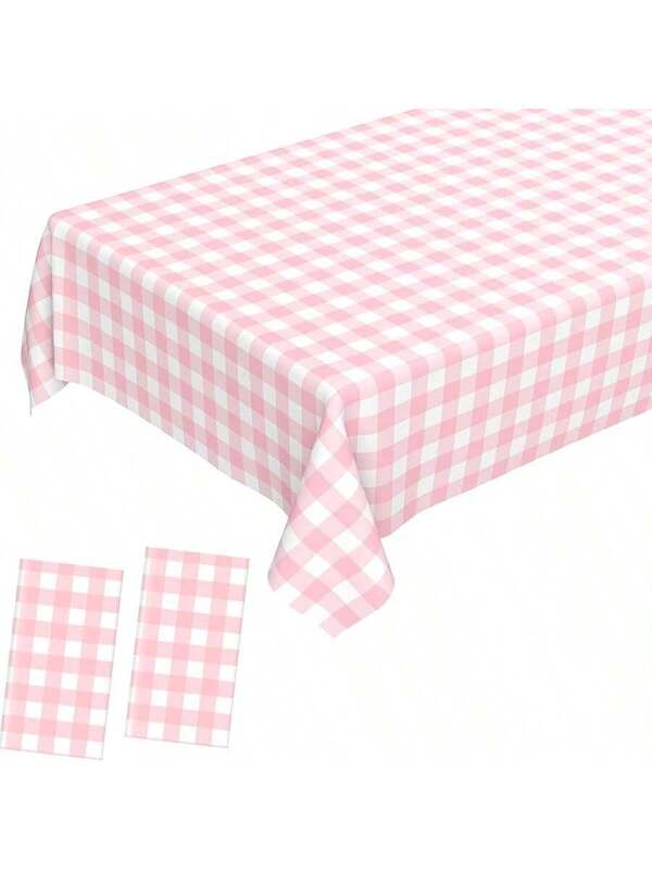 2 Packs Of Pink And White Checkered Tablecloths 54 X 108 Inches Disposable Party Picnic Tablecloths Splash Proof Plastic Checkered Tablecloths For Camping Decoration Party Gifts Multicolor