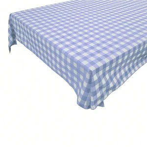 lovemyfabric Gingham Checkered Print Tablecloths Light Blue