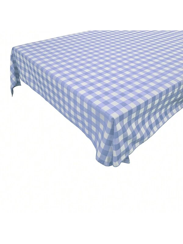 lovemyfabric Gingham Checkered Print Tablecloths Light Blue